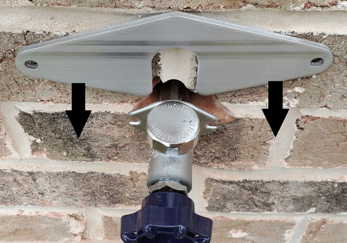 Hose Bib Buddy spigot mounting plate front view