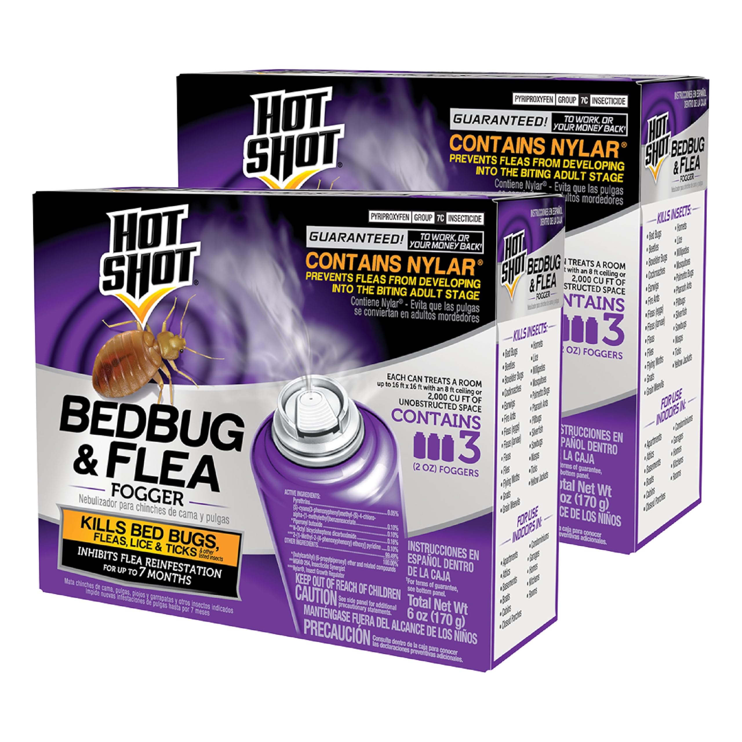 HOT SHOT BedBug & Flea Fogger 2 oz can front view