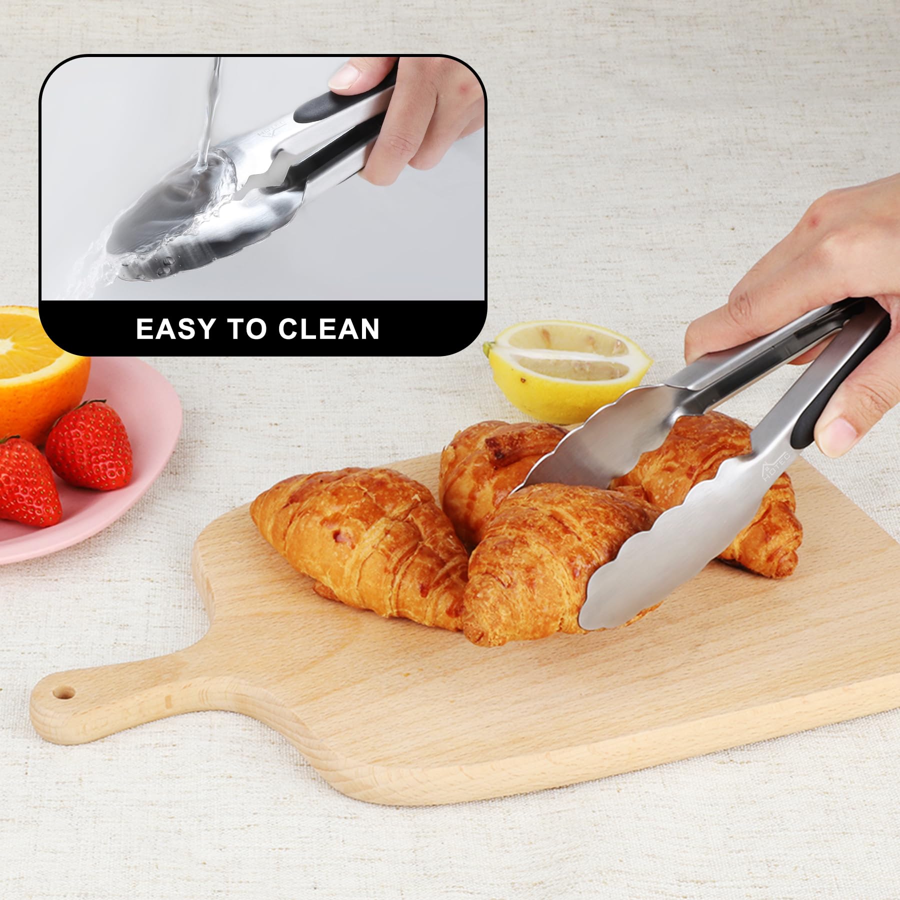 HOTEC 7-inch tongs hanging with locking loop