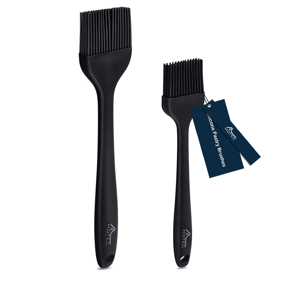 HOTEC Silicone Basting Brush Set, Black 2 Pack front view