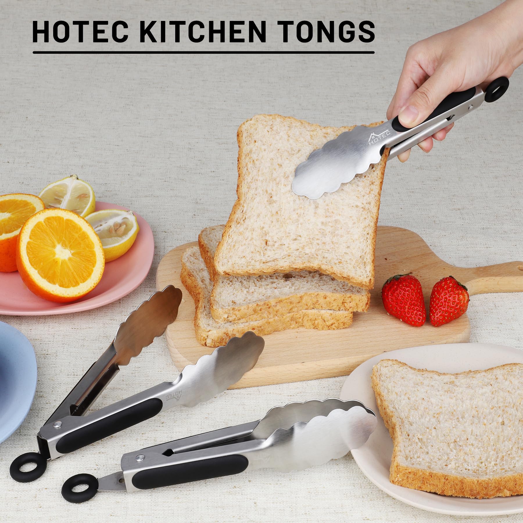 HOTEC tongs packaged in box, 3-piece set