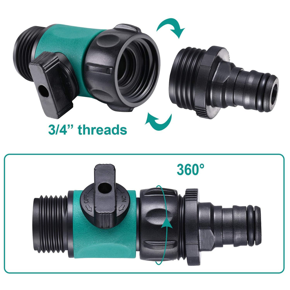 Hotop 3/4 inch plastic valve installed on garden hose