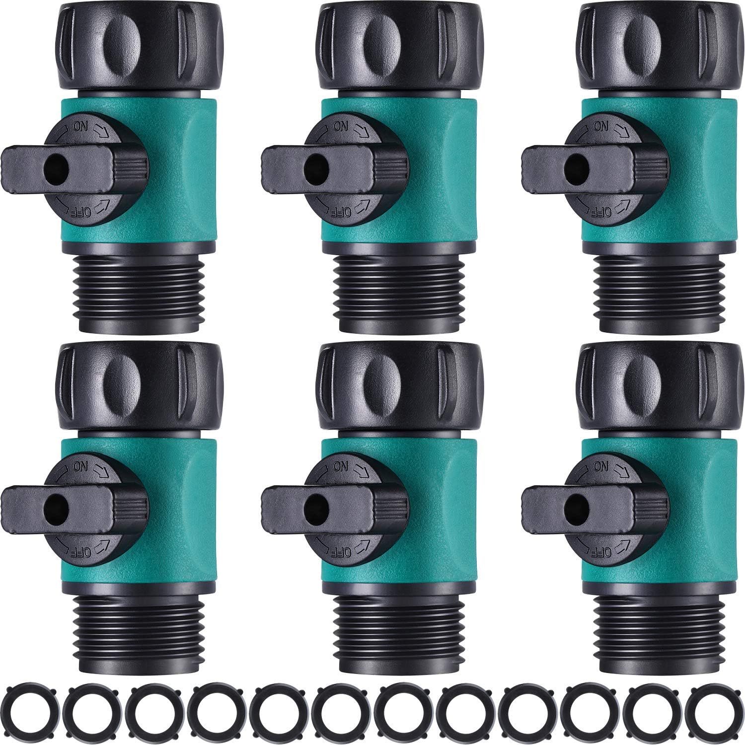 Hotop 6 Pcs Garden Hose Shut off Valve front view, green