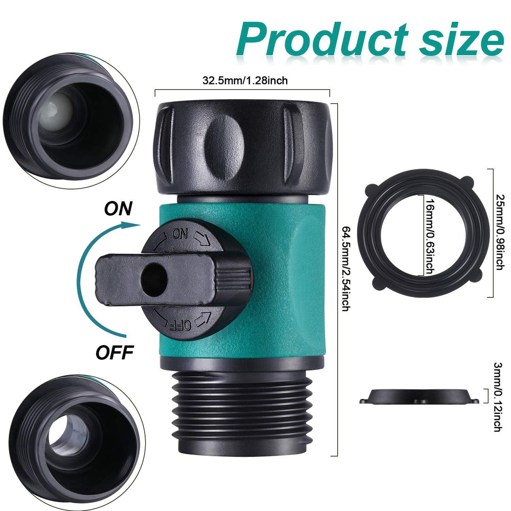 Hotop 6 Pcs Garden Hose Shut off Valve side view with rubber gaskets