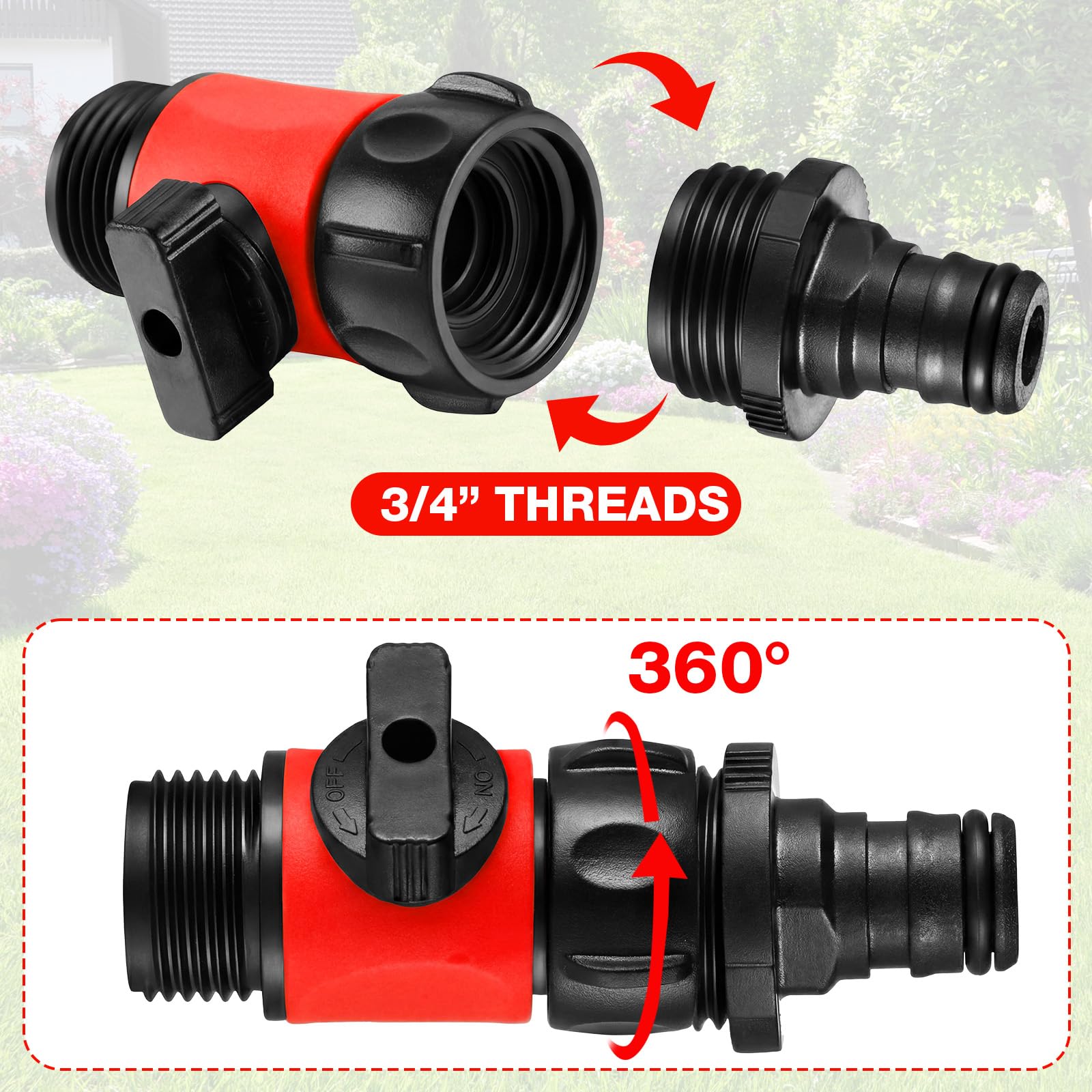 Hotop garden hose shut off valve with rubber gaskets