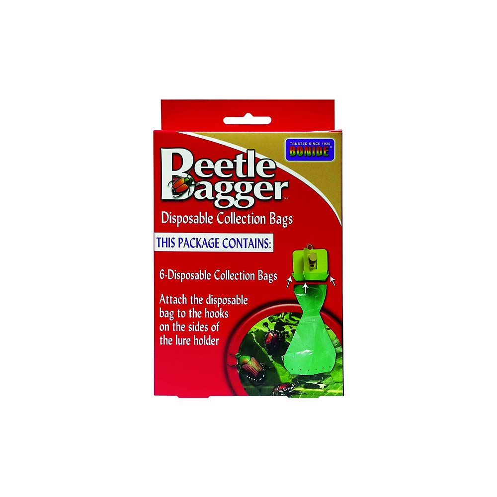Hourglass shape of Bonide Beetle Bagger trap bag showing perforated holes