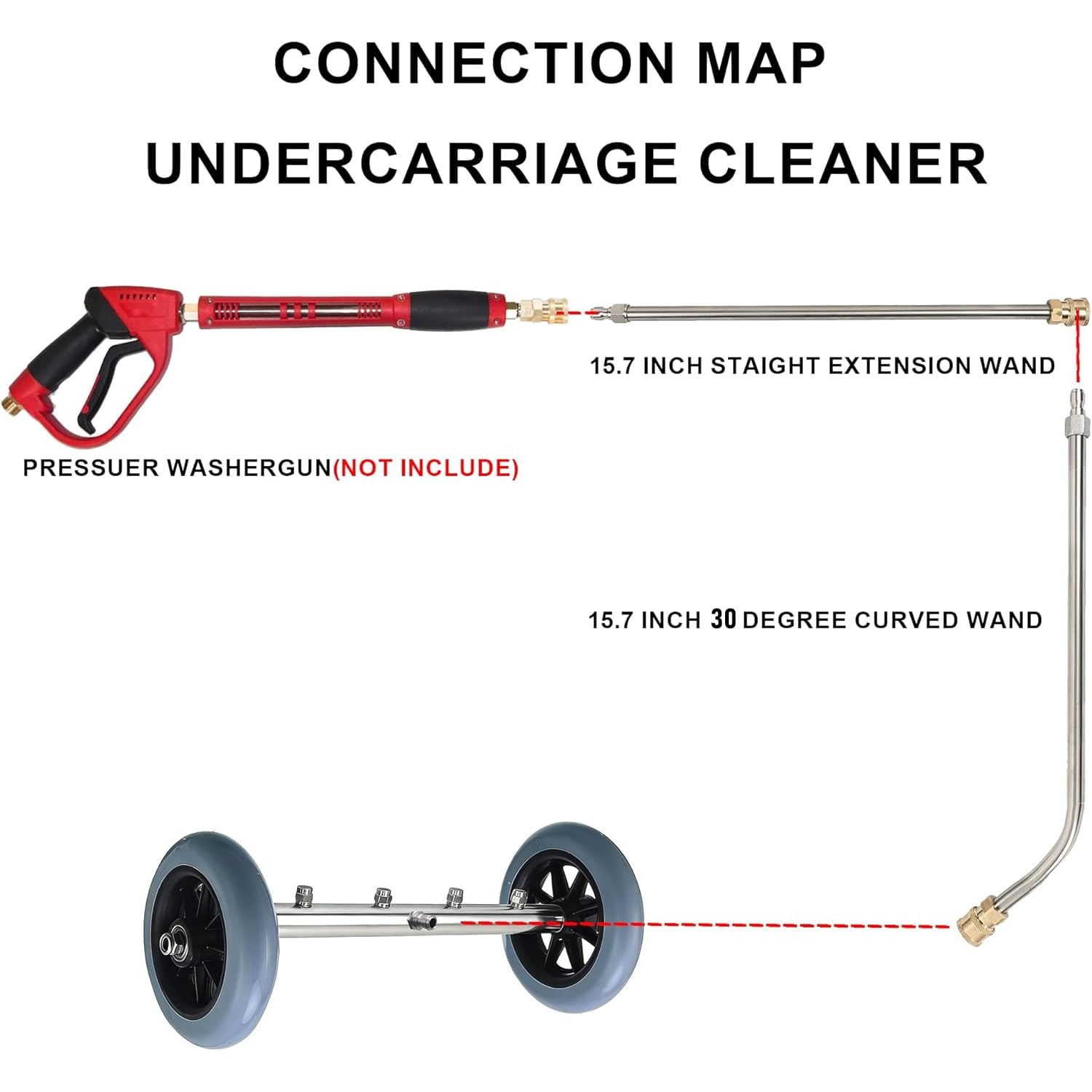 Hourleey 16 Inch Undercarriage Cleaner with extension wand