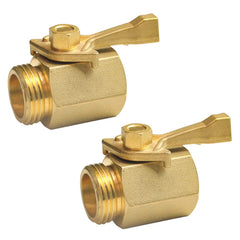 Hourleey 2 Pack Solid Brass Garden Hose Shut Off Valve front view
