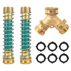 Hourleey 2 Way Hose Splitter front view with hose protector