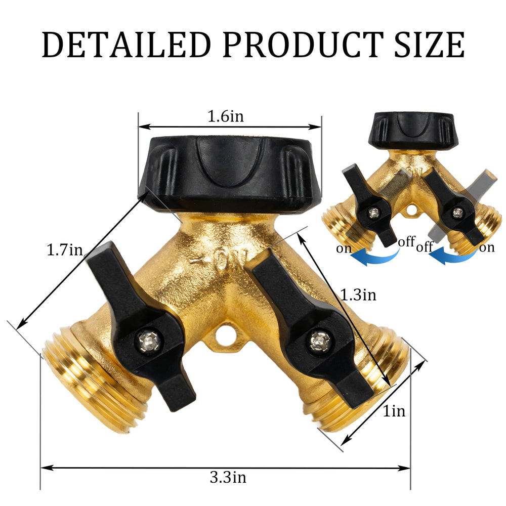 Hourleey 2-way splitter installed on a garden faucet