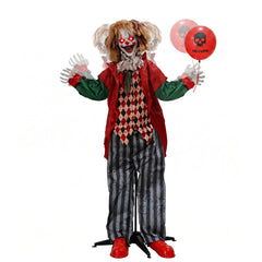 Hourleey 5.3FT Halloween animatronic clown front view with glowing eyes