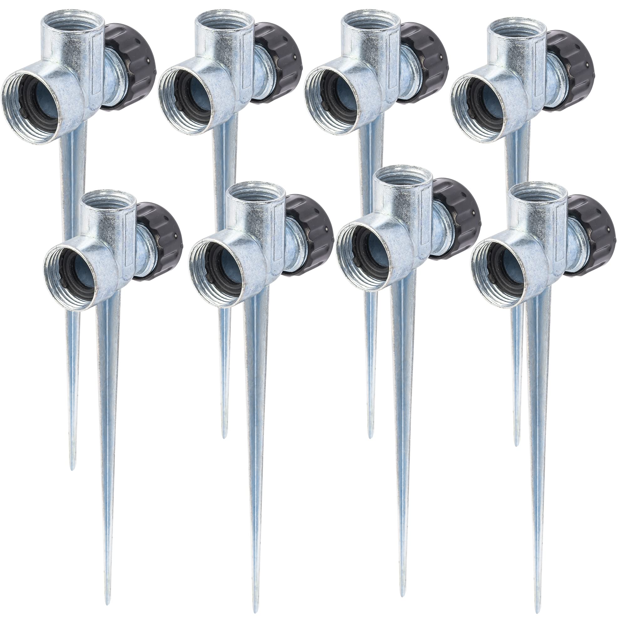 Hourleey 8 Pack Zinc Alloy Lawn Sprinkler Spike Base, black