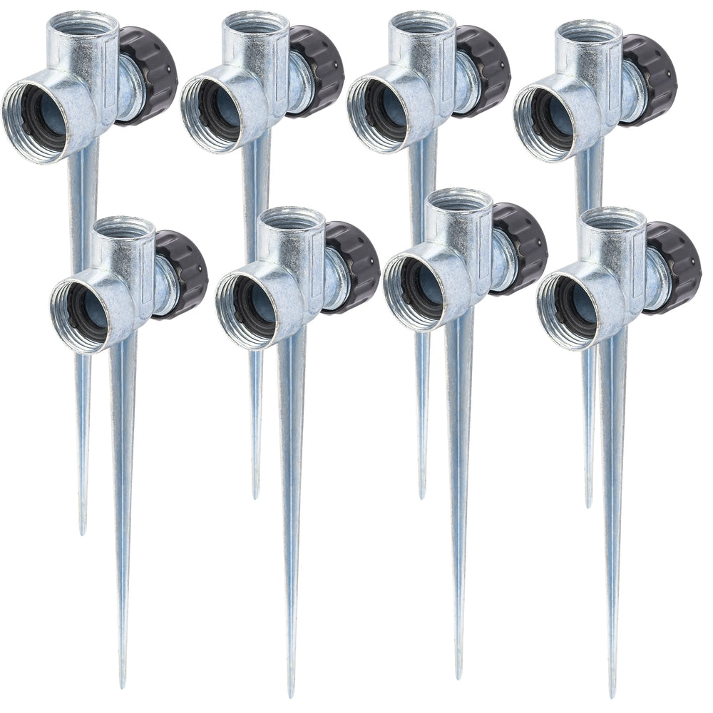Hourleey 8 Pack Zinc Alloy Lawn Sprinkler Spike Base, black