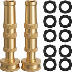 Hourleey Adjustable Twist Hose Nozzle front view with brass finish