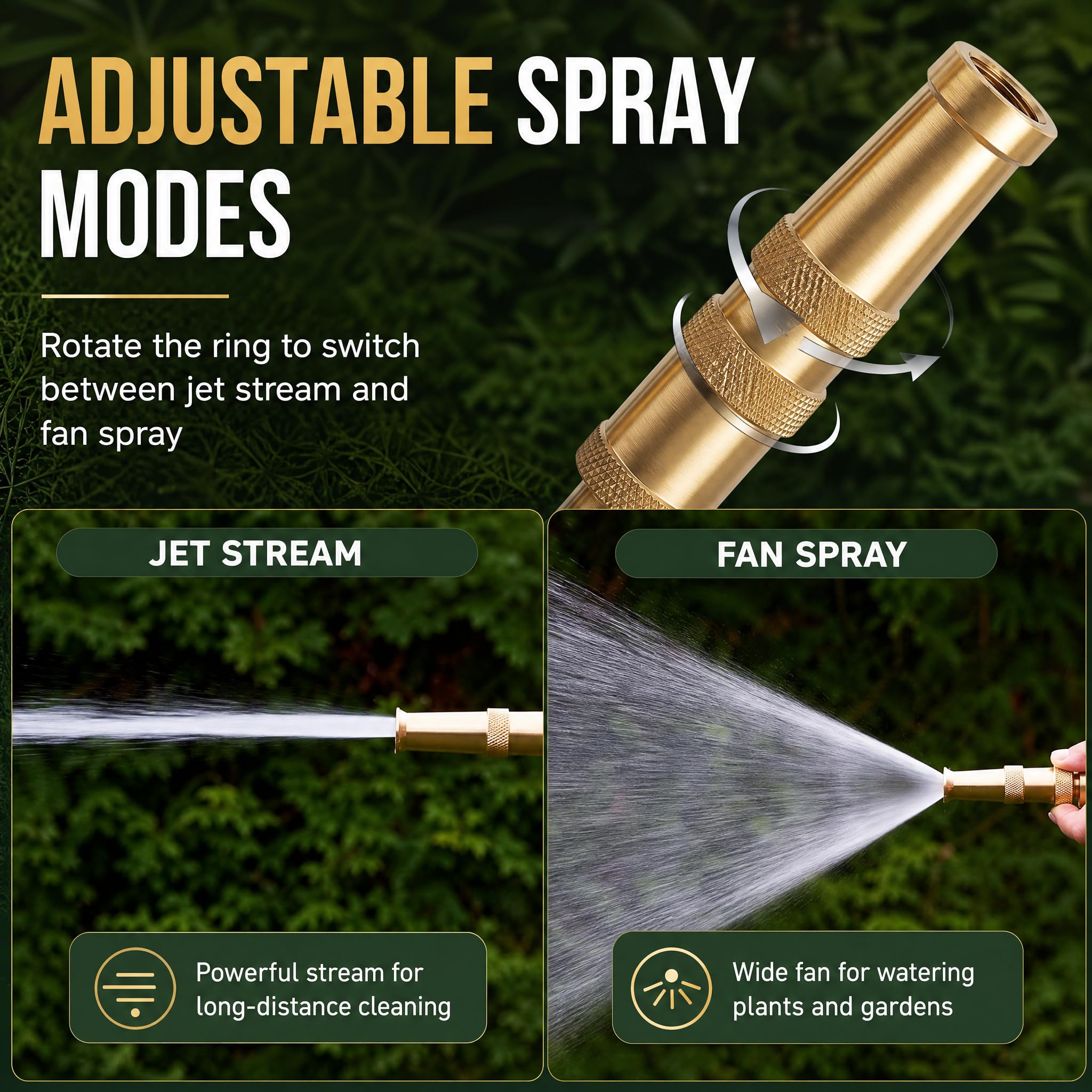 Hourleey Adjustable Twist Hose Nozzle with rubber washers included