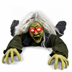 Hourleey Animated Zombie Groundbreaker decoration front view with glowing eyes