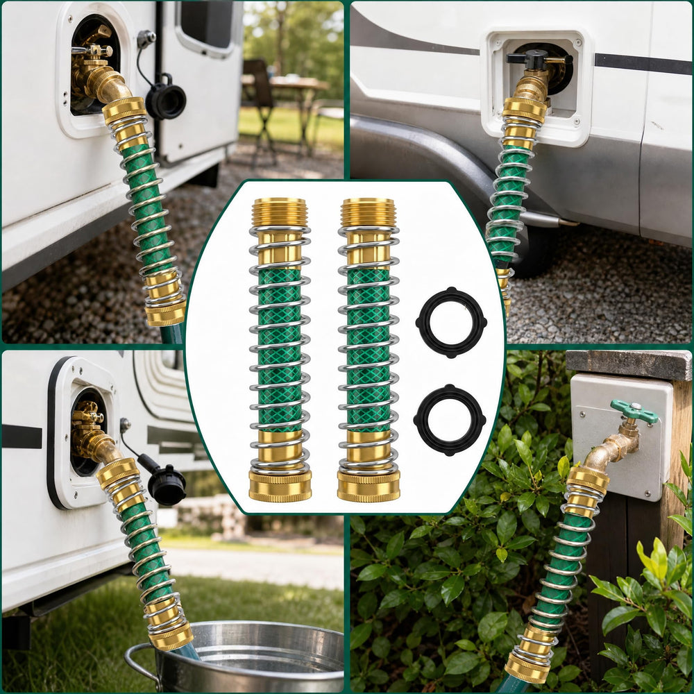 Hourleey garden hose protector close-up showing spring design