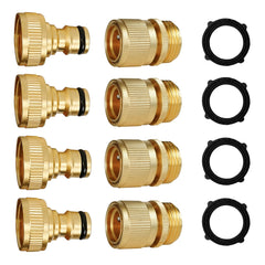 Hourleey Garden Hose Quick Connect Set with four brass connectors