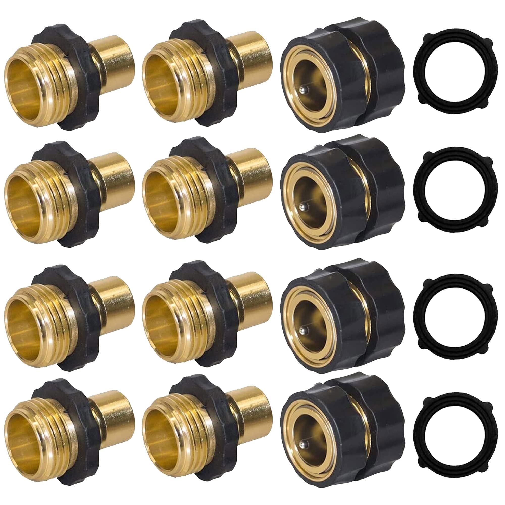 Hourleey garden hose quick connector set, 12 pieces in gold color