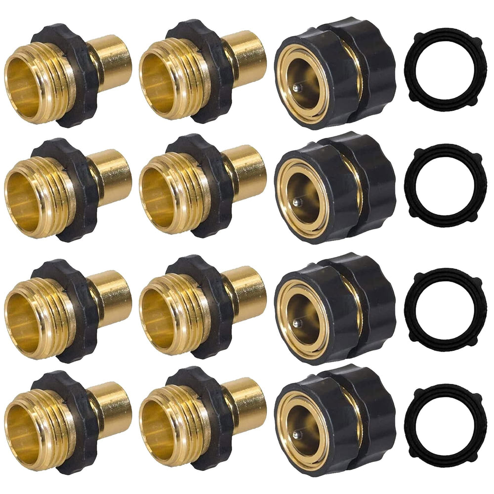Hourleey garden hose quick connector set, 12 pieces in gold color