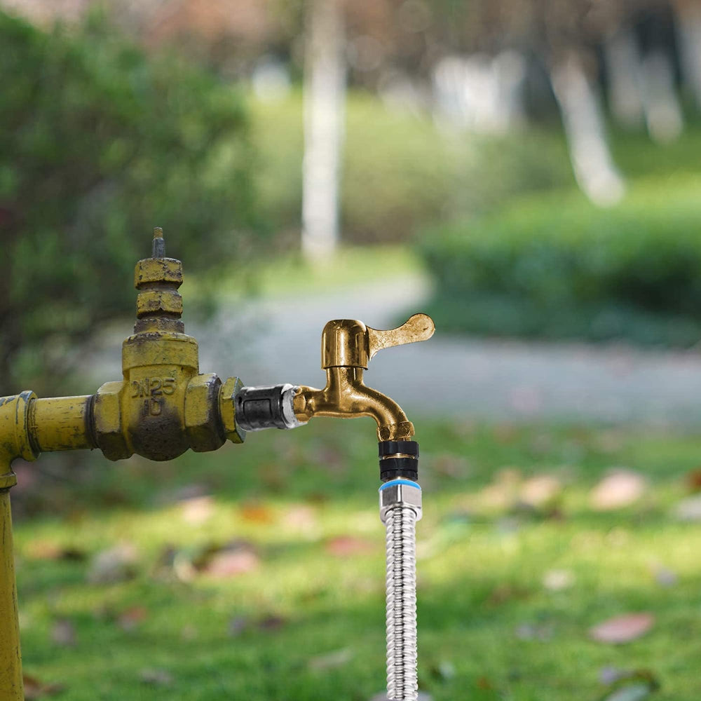 Hourleey garden hose quick connectors in lifestyle setting