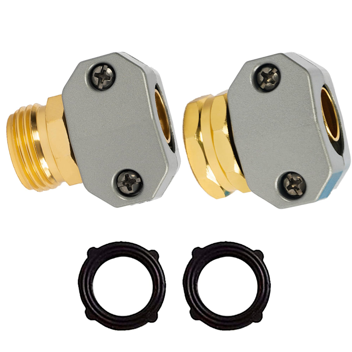 Hourleey Garden Hose Repair Kit components including connectors and clamps