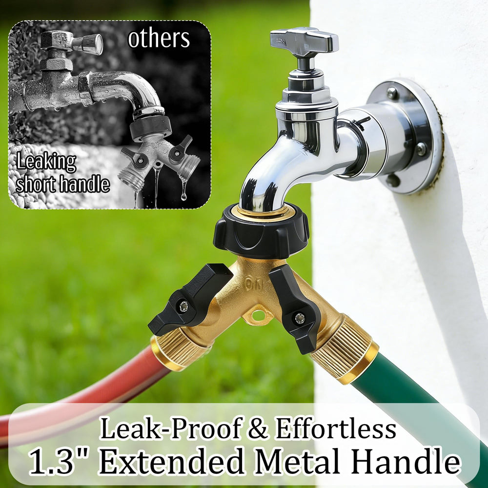 Hourleey garden hose splitter in a gardening setting