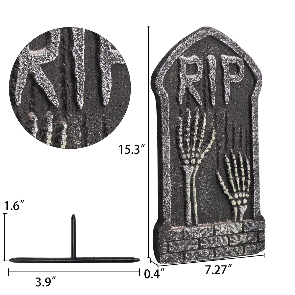 Hourleey Halloween Foam Tombstone side view with stone-like texture