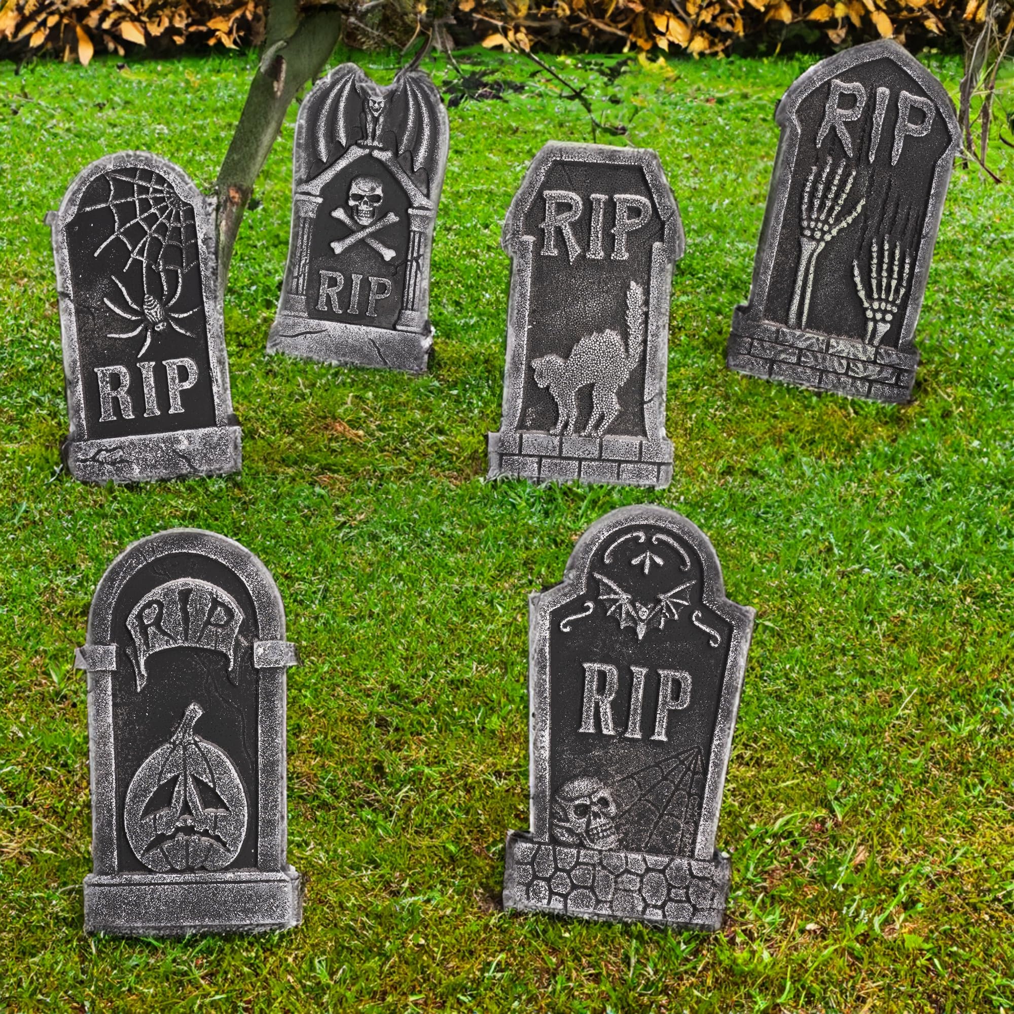 Hourleey Halloween Foam Tombstone with plastic stakes included