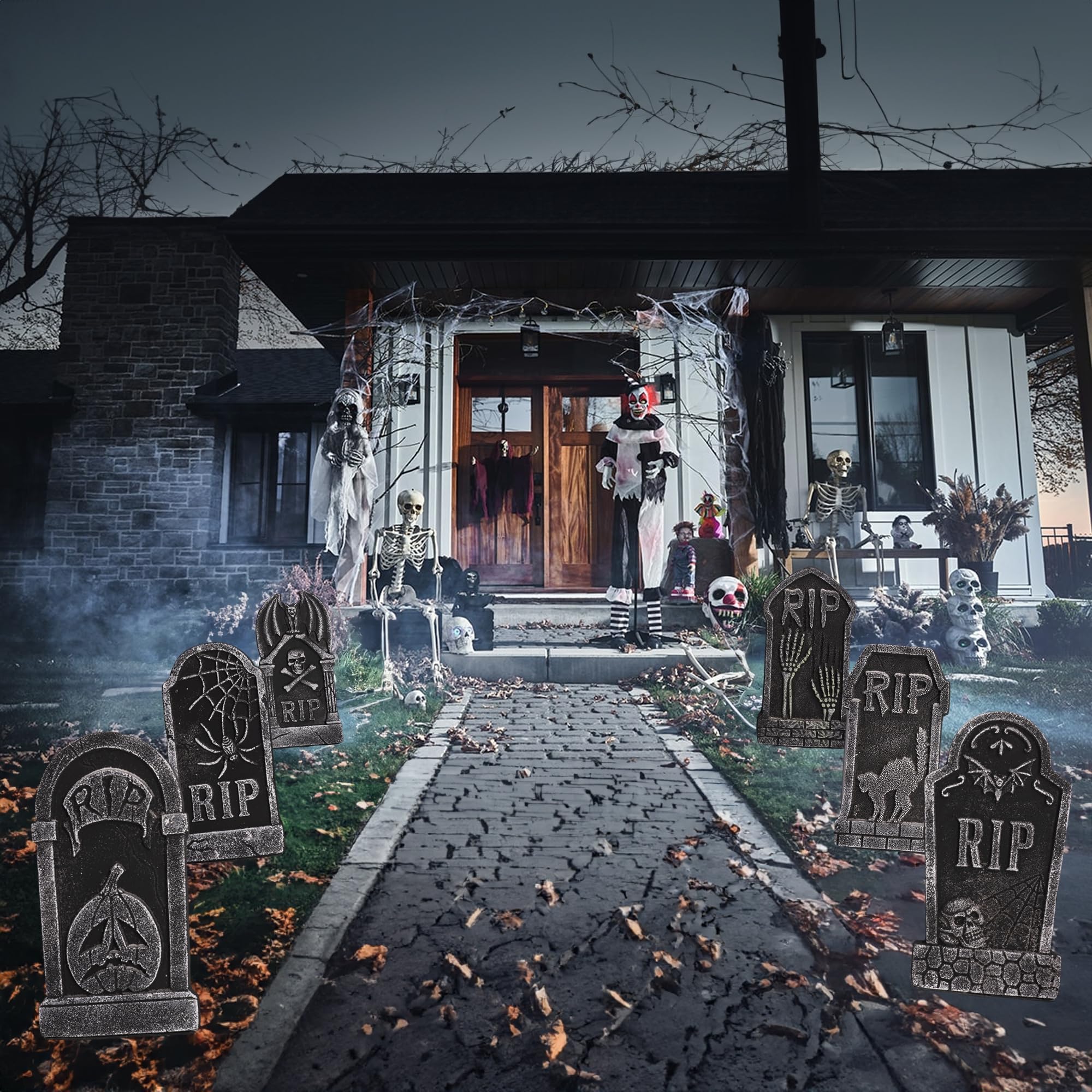 Hourleey Halloween Foam Tombstones packaging with product details