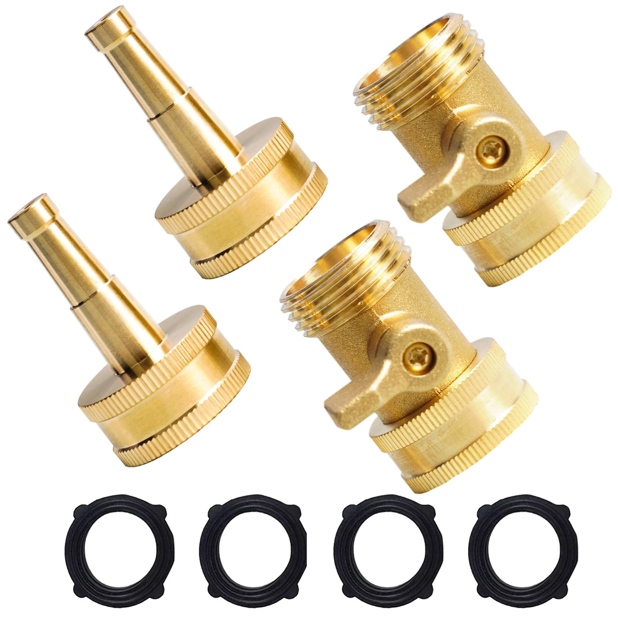 Hourleey heavy duty brass hose nozzle set with shut-off valve