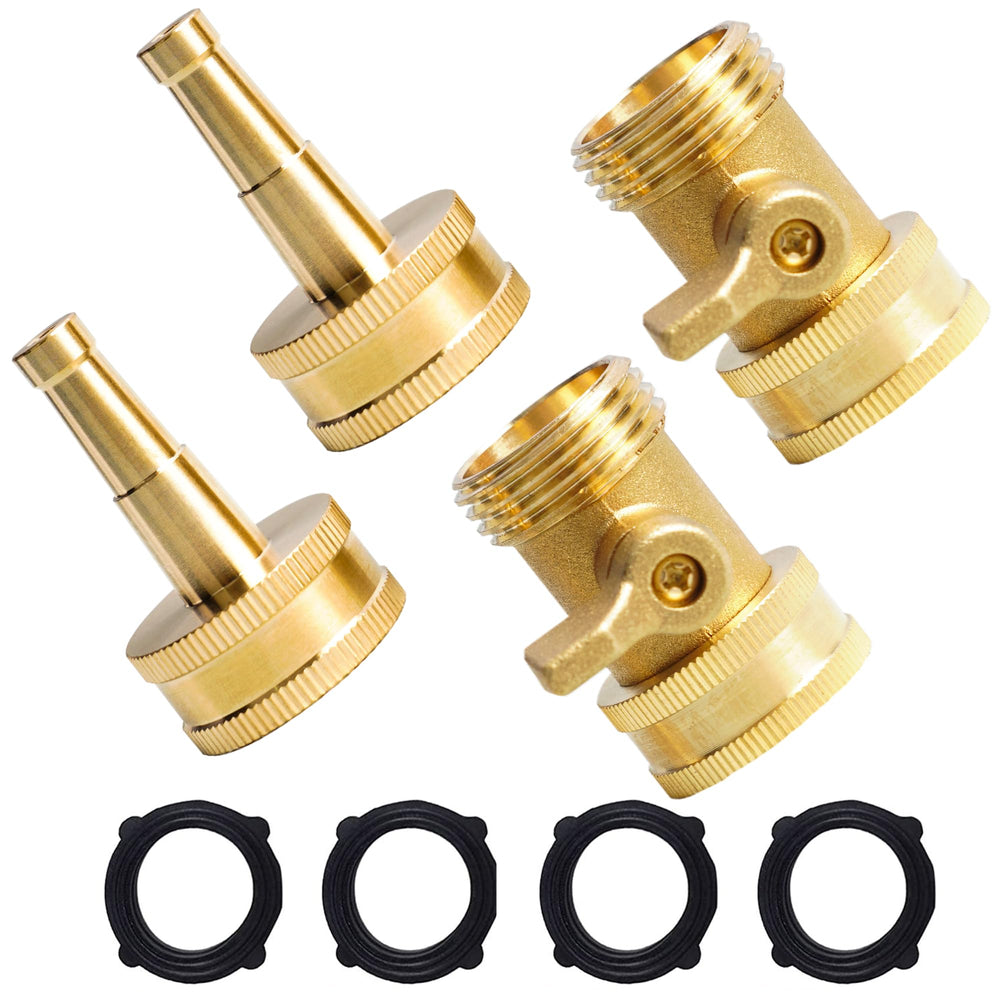 Hourleey heavy duty brass hose nozzle set with shut-off valve