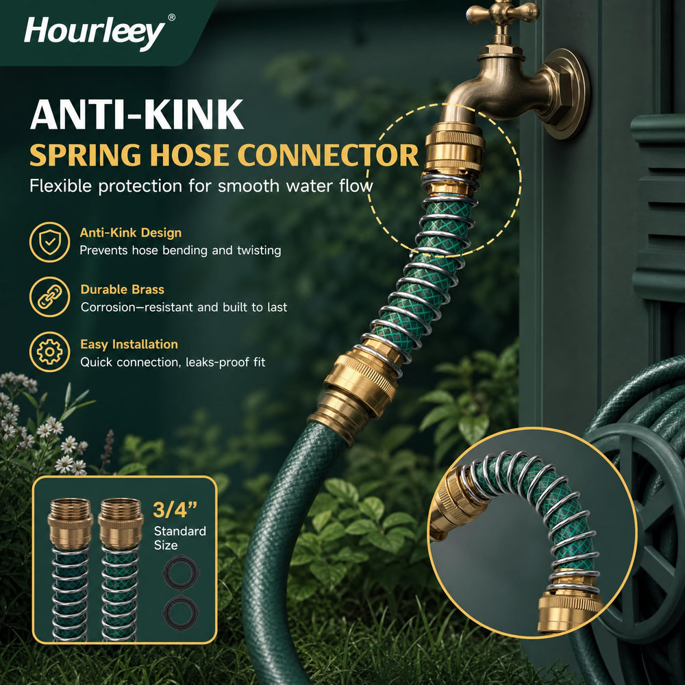Hourleey hose protector installed on a garden hose