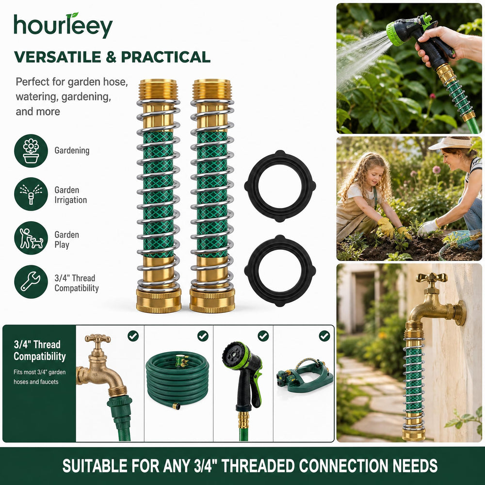 Hourleey hose protector showing compatibility with standard faucet
