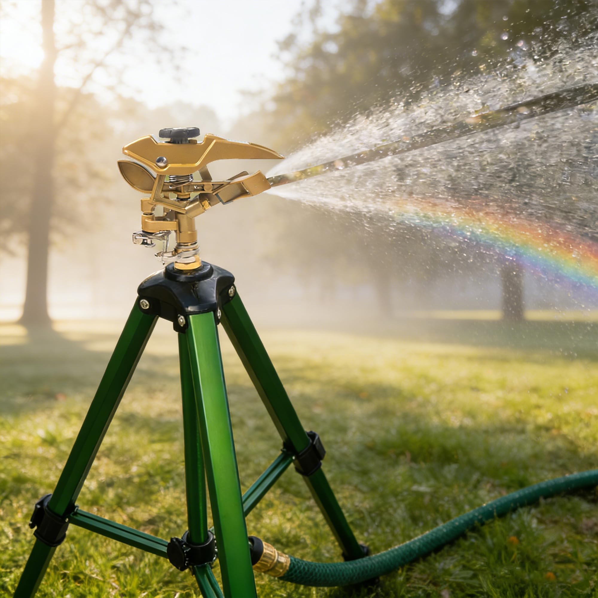 Hourleey impact sprinkler on lawn watering plants
