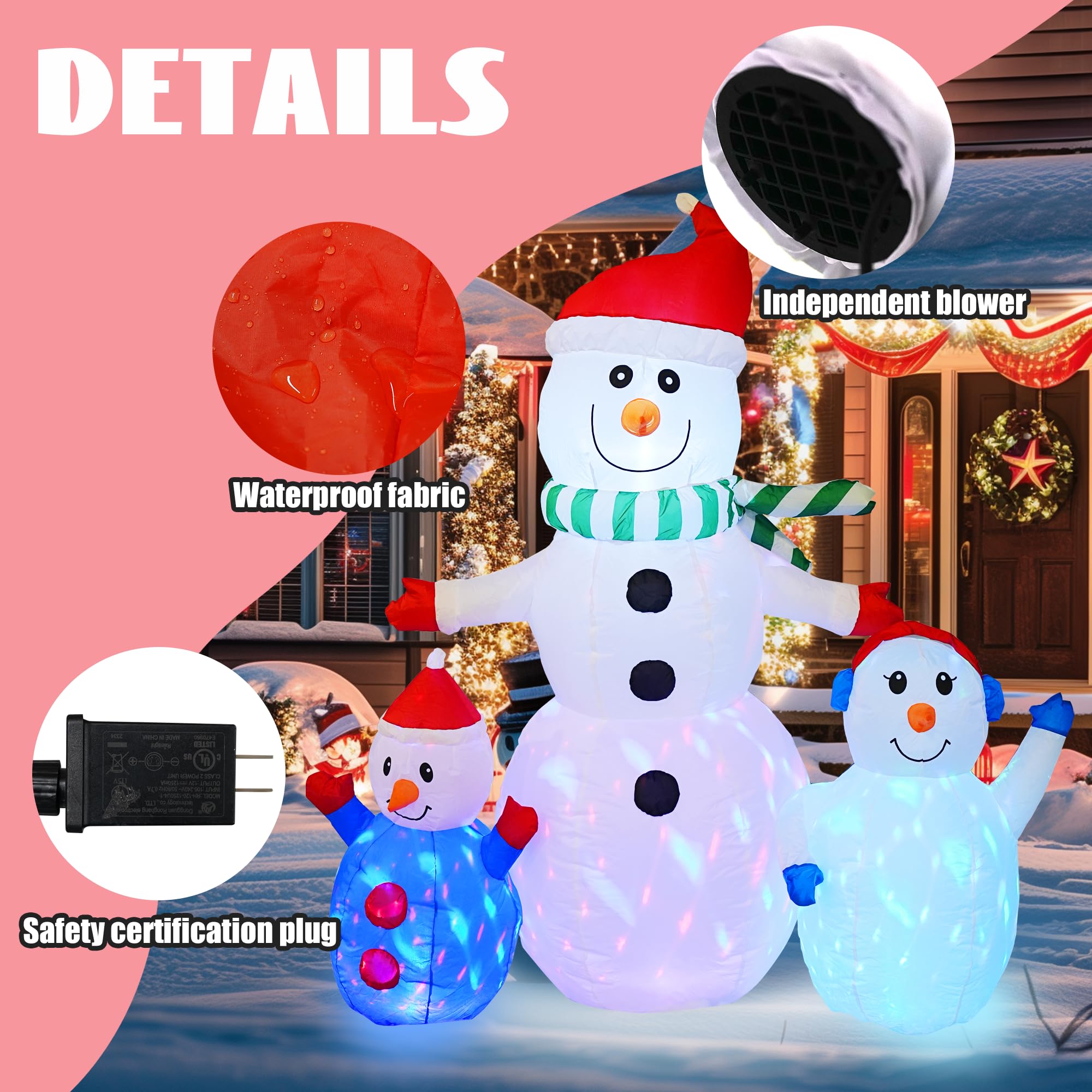 Hourleey inflatable snowman being inflated with built-in blower
