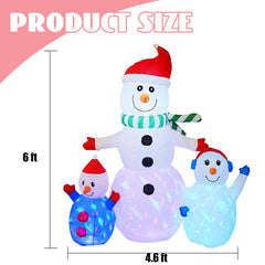 Hourleey inflatable snowman secured with stakes and tethers in garden