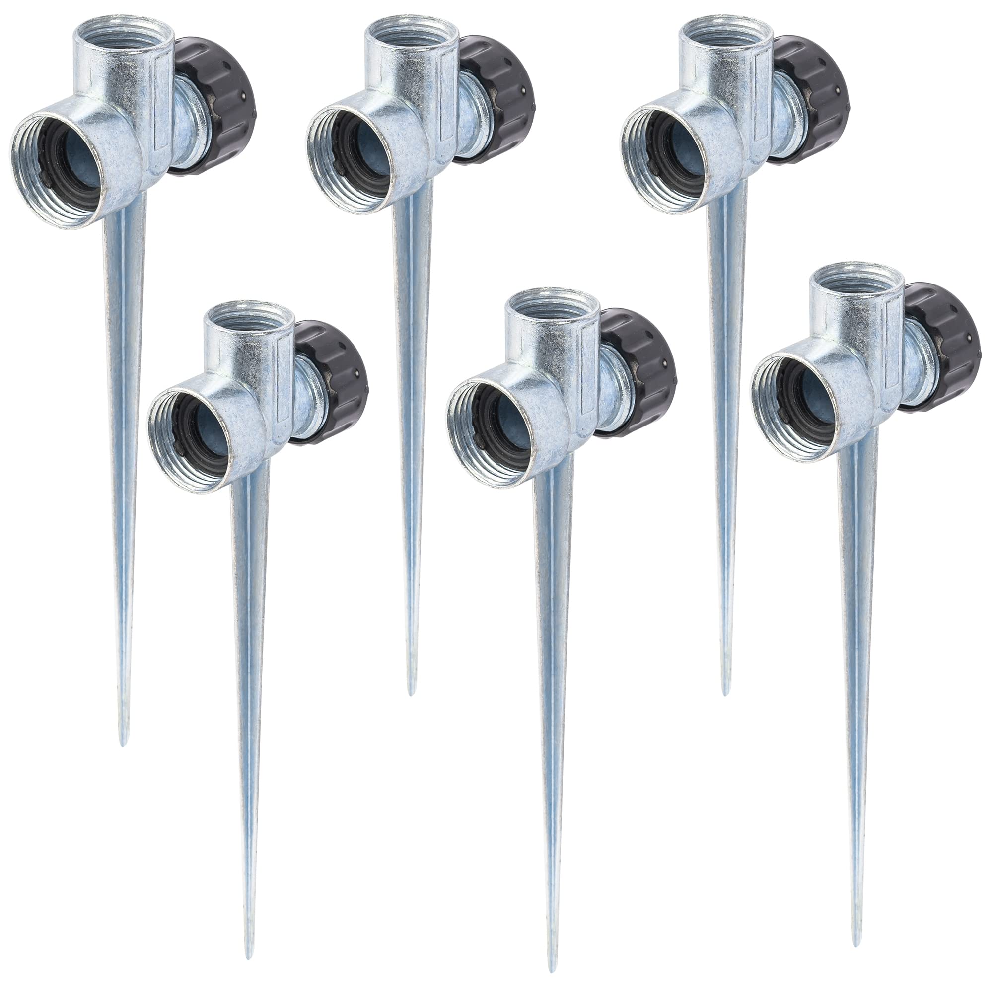 Hourleey Lawn Sprinkler Spike Base 6 Pack in black