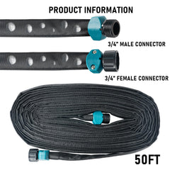 Hourleey soaker hose installation with stakes in garden