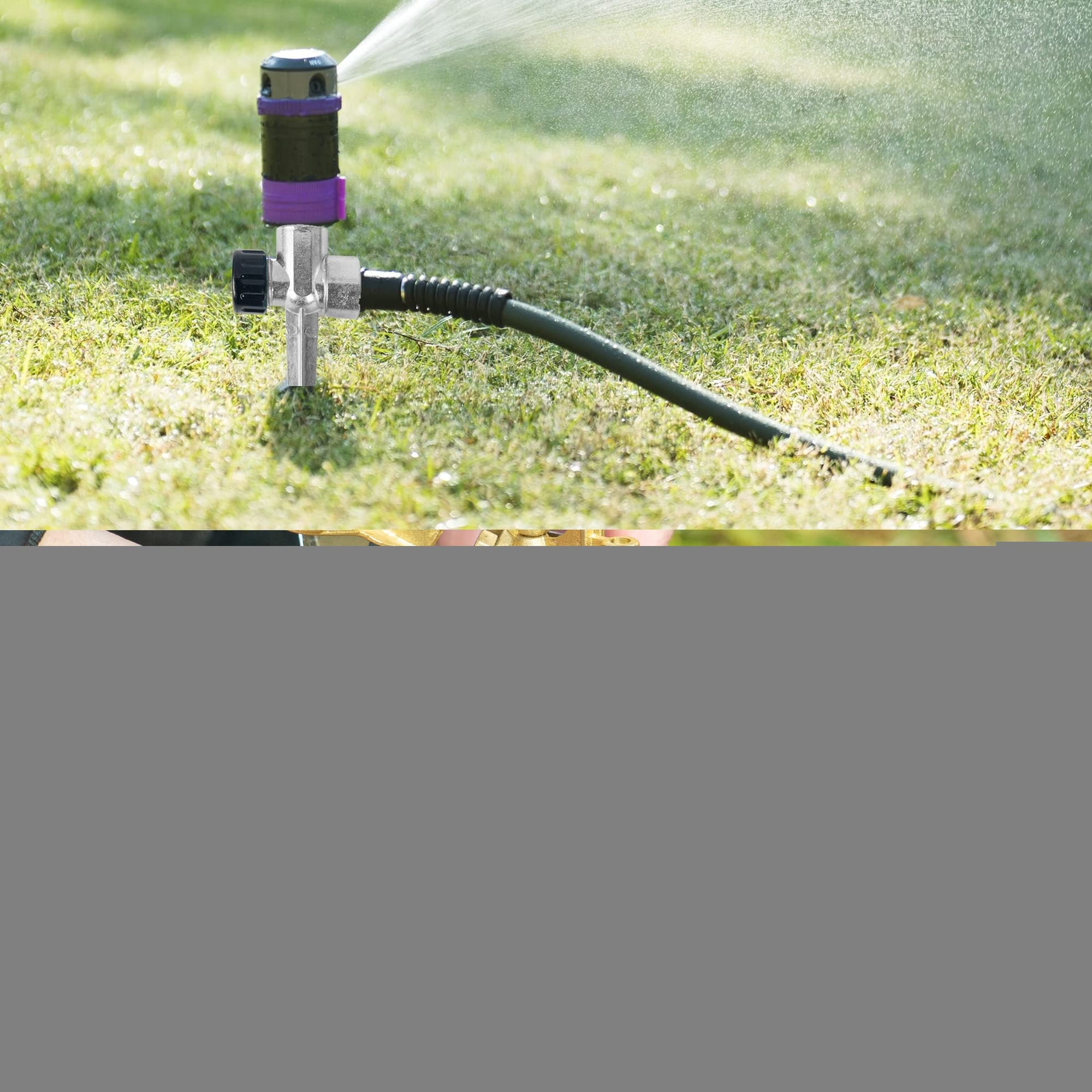 Hourleey sprinkler bases in use on a lawn