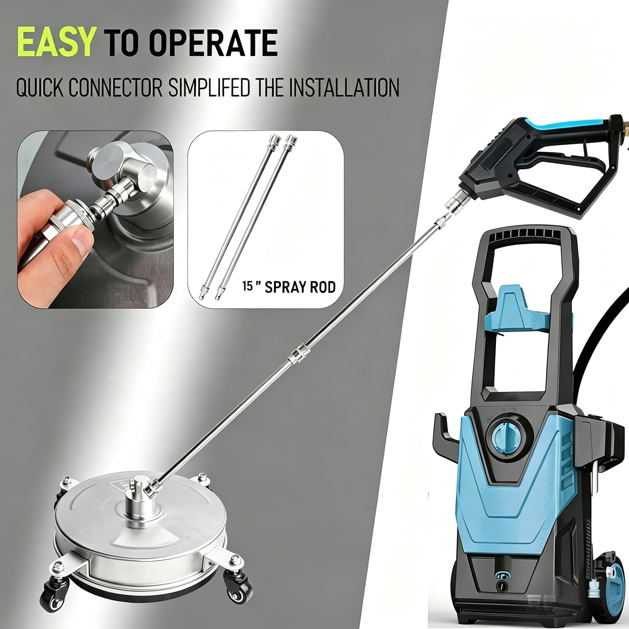 Hourleey Surface Cleaner packaged with accessories
