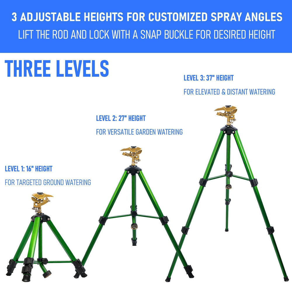 Hourleey tripod sprinkler adjusted to 27 inches