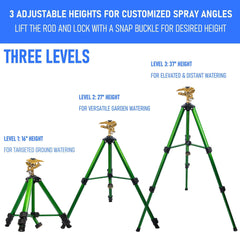 Hourleey tripod sprinkler adjusted to 27 inches