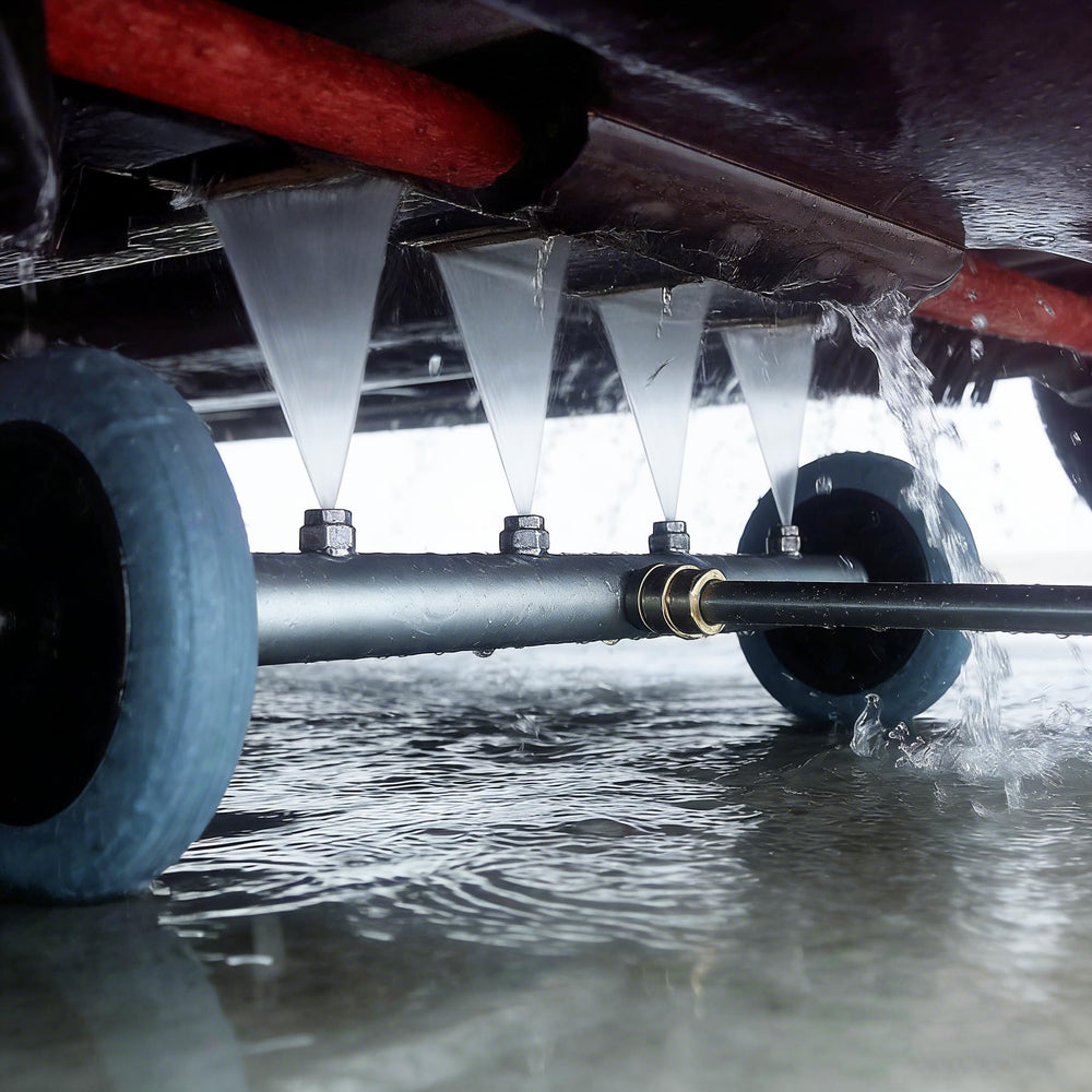 Hourleey Undercarriage Cleaner attached to a pressure washer