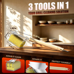 HOUSE AGAIN Bristle-Free Grill Brush showing hanging hook for storage