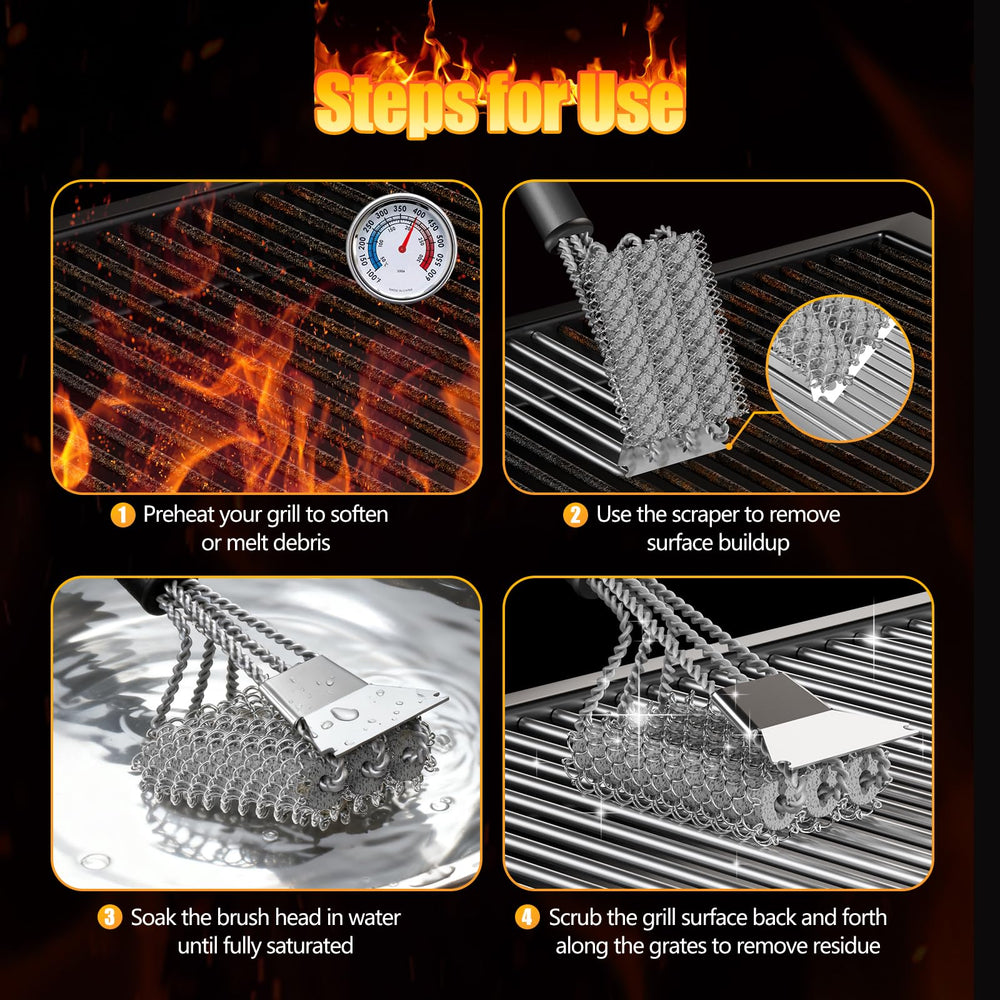 HOUSE AGAIN Grill Brush in its packaging with user guide