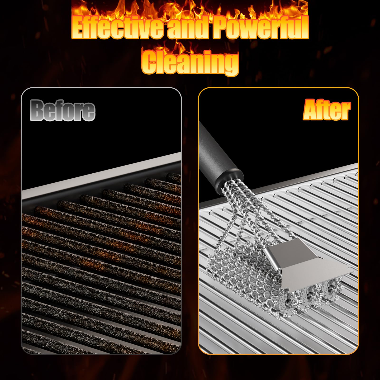 HOUSE AGAIN Grill Brush on a grill surface demonstrating cleaning capability