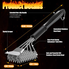 HOUSE AGAIN Grill Brush showing the stainless steel bristle-free head