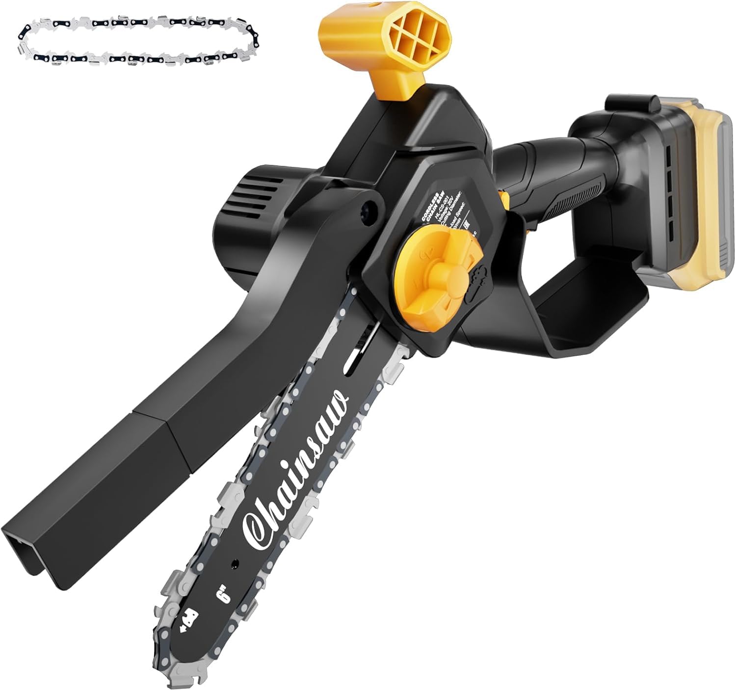 Houselife Mini Chainsaw front view in yellow