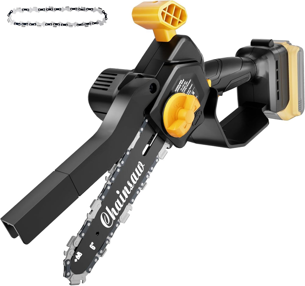 Houselife Mini Chainsaw front view in yellow